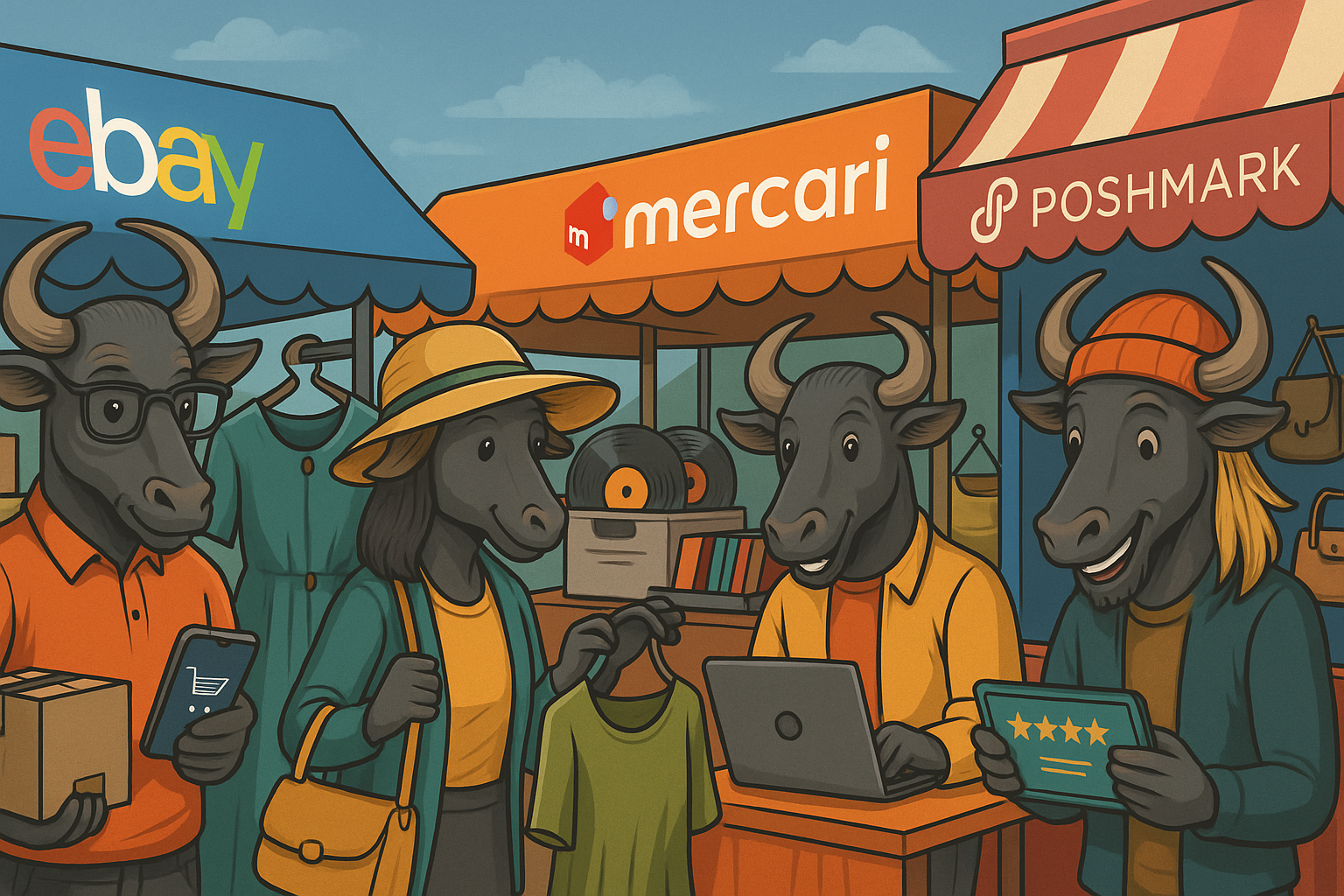 A colorful herd of GNUWHIT marketplace mascots