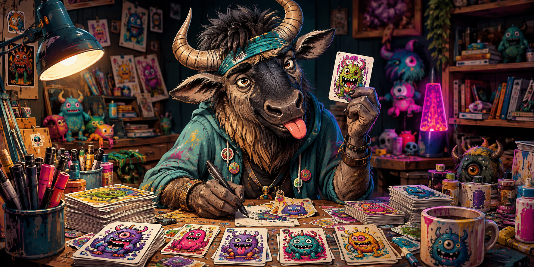 Original GNU illustration for Gnu Garbage Pail Kids