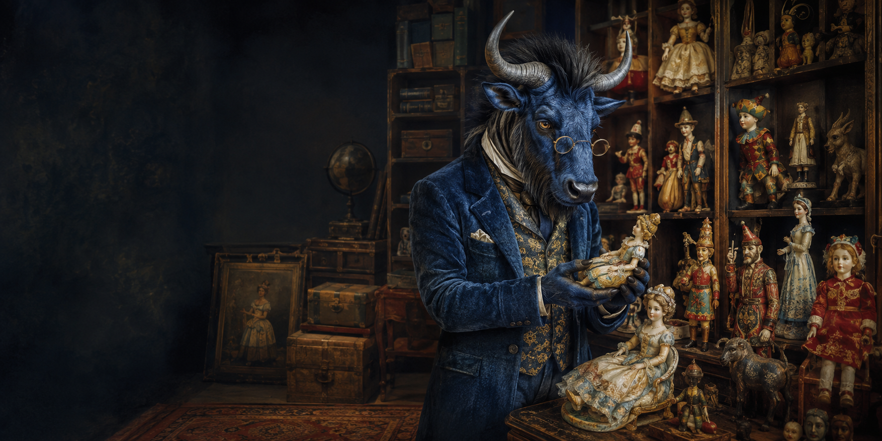 Porcelain doll and collectible figures