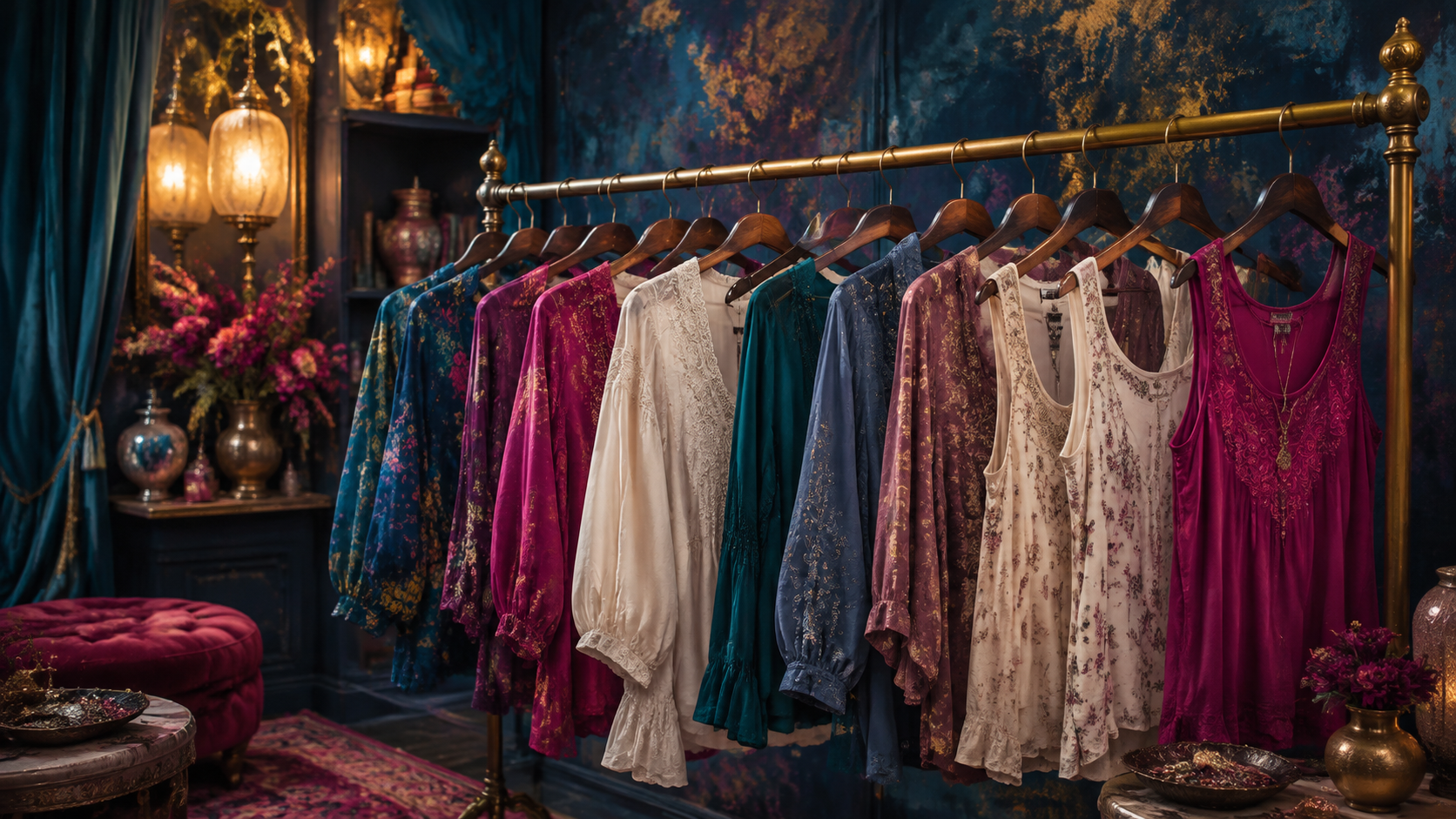 Tops, Tanks & Blouses illustrated boutique display