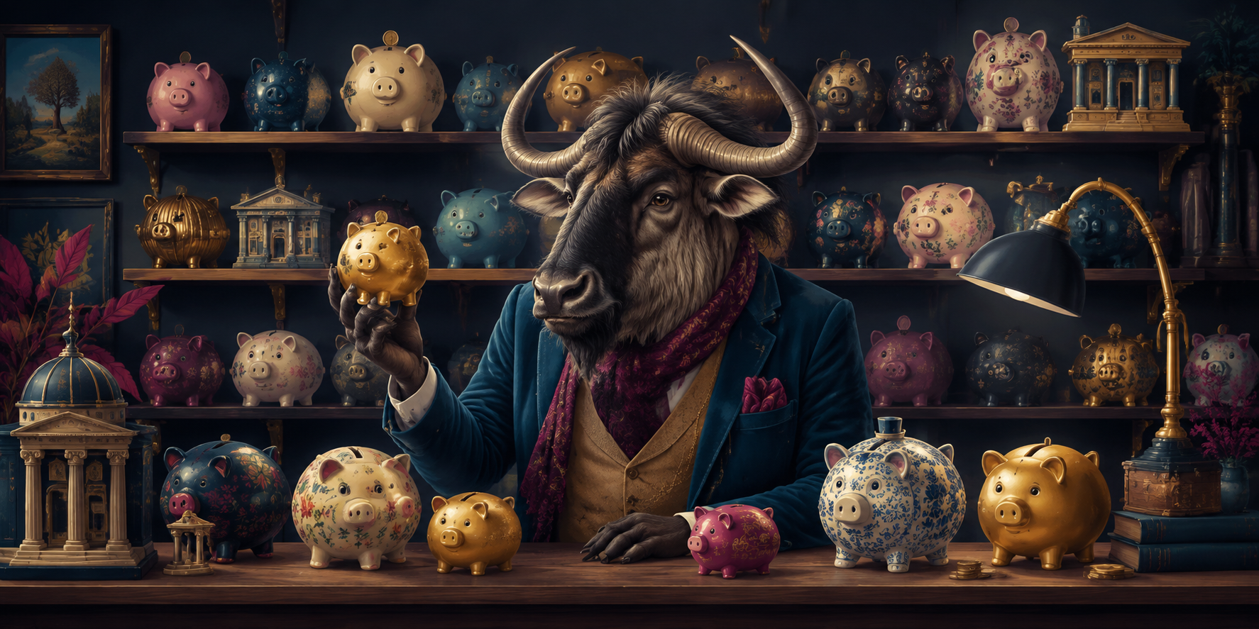 Illustrated gnu collector: Gnu Piggy Banks