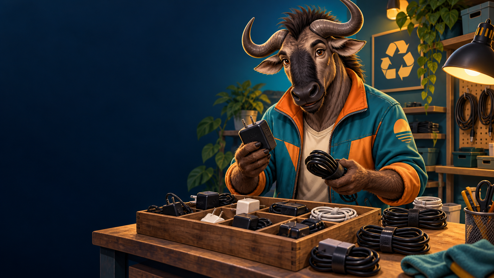 Gnu-themed Gnu Power Cords & Supplies illustration